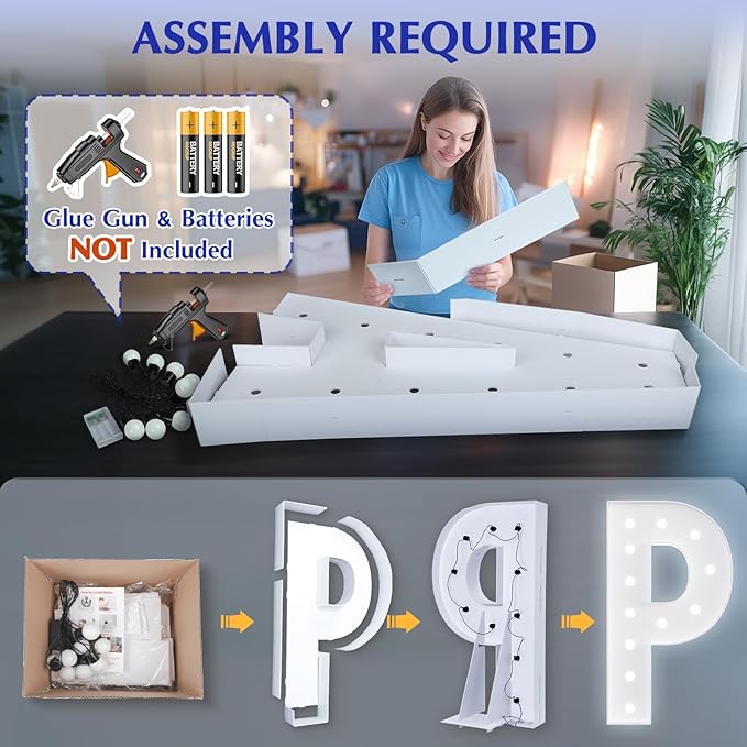 Big Marquee Light-up Letter Decorations: 4 Feet Tall Large Letters P Marry Me Proposal Gender Reveal Alphabet 4FT Sign Graduation Party Wedding Engagement Anniversary HOCO Decor Mosaic Balloon