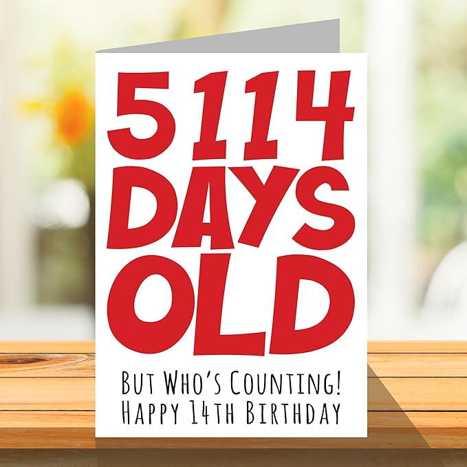 Stuff4 14th Birthday Card for Boys Girls Him Her - 5114 Days Old - Funny Teenager Fourteen Fourteenth Happy Birthday Card for Brother Sister Son Daughter Cousin, A5 Humor Joke Greeting Cards