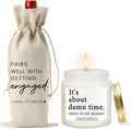 Engaged Engagement Gifts for Couples Her Engagement Party Decorations for Couple Wine Bag Scented Candles Set Pairs Well with Getting Engaged Wine Bag It's About Damn Time Candles