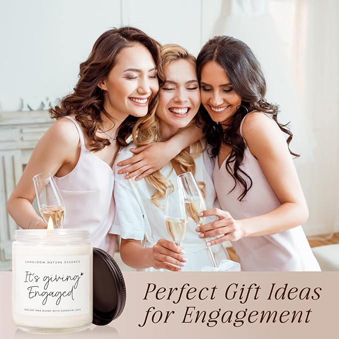 Engagement Gifts for Couples, Bride Gifts, 9oz Lavender Scented Soy Wax Candle, Best Engaged Candle for Women, Bride to be, Fiance, Bachelorette, Engagement Party Decorations
