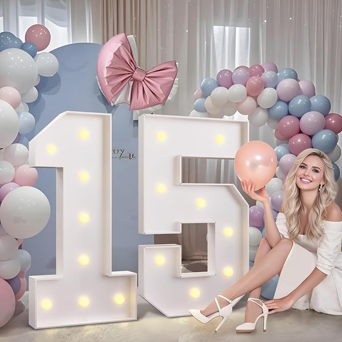 imprsv 3FT Marquee Numbers 21, Light Up Numbers for 21st Birthday Decorations Anniversary Party Decor, Number 21 Light Up Number, Pre-Cut Foam Board Kit