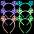 ZIRICHER 6Pcs Flower Plastic Hairband Glow In Dark,Luminous Party Headbands Cute Cartoon Hair Hoops for Girls Women,Sweet Birthday Crowns Head Piece for Kids Adults Party Favors Hair Accessories