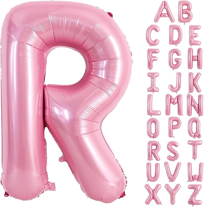 TONIFUL 40 Inch Large Pink Letter R Balloons Giant Foil Mylar Alphabet Balloon for Birthday Party Anniversary Baby Shower Wedding Supplies Decorations
