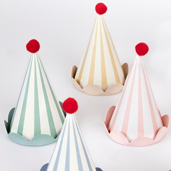 Meri Meri Birthday Party Hats, Pack of 8 Bright and Colorful Cone Birthday Hats for Kids & Adults, Cone Party Hats