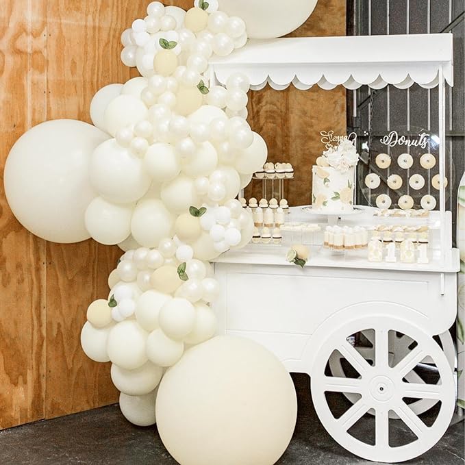 PartyWoo Beige Balloons 152pcs Different Sizes of 18 12 10 5 Inch Cream Ivory Balloon Arch Kit Garland for Wedding Bridal Graduation Baby Shower Easter Birthday Tea Boho Party Decorations White-Q08