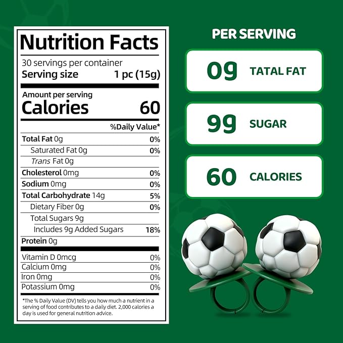 Soccer Ring Lollipops Candy, Suckers Individually Wrapped Bulk for Birthday Party Candy Favors,Sports Ball Shaped Goodie Bag Fillers, Team Treats, 30 Count