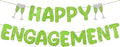 Breling Pre Strung Happy Engagement Banner Glitter Engagement Party Decorations for Congratulations Engaged Wedding Shower Signs Decor(Light Green)