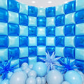 50pcs Blue Square Foil Balloons Wall Backdrop with 147pcs Blue Latex Balloon Garland Arch Kit, Double Sided Balloon Tunnel for Birthday Anniversary Graduation Baby Shower Party Decorations