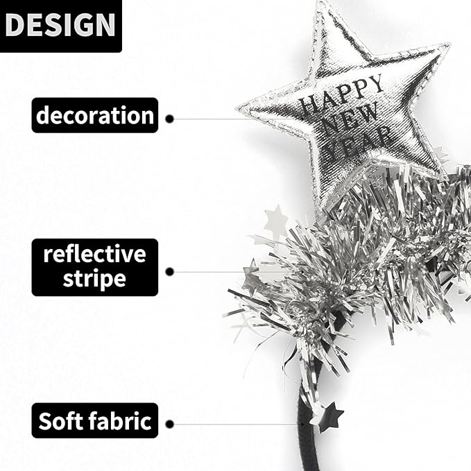 Doneace Happy New Year Headband 2026 New Year Eve Hairbands Glitter Hair Accessories for Women Girls New Years Party Favors