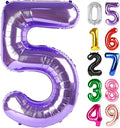 Purple Number 5 Balloon 40 Inch, 5th Birthday Party Decorations for Children, Giant 5 Foil Balloon for Party Supplies