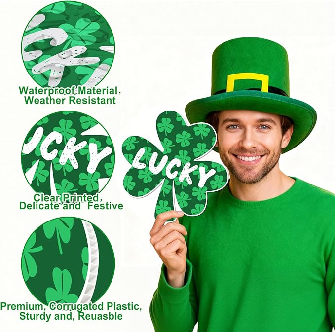 10Pcs St. Patrick's Day Yard Sign Decorations Gnome Lawn Outdoor Decor with Stakes Saint Patricks Day lrish Home Garden Decorations