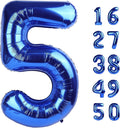 40 Inch Number 5 Balloon Jumbo Dark Blue Digit Foil Balloon for 5 15 25 50 55 2025 Graduation Anniversary Party Supplies 5th Birthday Photo Booth Backdrop for Boys Girls