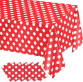 WNINK 6 Pack Red and White Polka Dot Tablecloths – Disposable Plastic Waterproof Table Cover, 54" x 108", for Birthday, Wedding, Bridal Shower, Bachelor Party, and Picnic