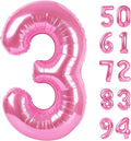 Pink 3 Balloon, Number Balloons 40 Inch, 3rd Birthday Decorations for Kids Girls Women Party Supplies for Party Decorations, Number 3 Balloon