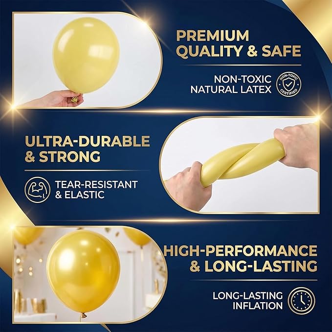 Balloon Column Kit Set of 2 With Balloons Included - Balloon Tower with Stand, Base, and Pole,Backdrop Decoration for Wedding, Baby Shower, Birthday Party, or Bachelorette Parties (Metallic Blue Gold)