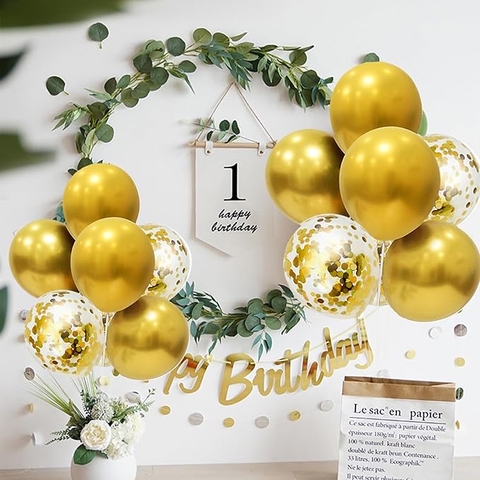 Gold Party Decorations 4Set Balloon Stand Table Centerpieces for Birthday Bridal Shower Wedding Anniversary Engagement Mother's Day Father's Day Graduation Decorations 2026 New Years Eve
