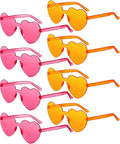 Frienda 8 Pairs Heart Shaped Sunglasses for Women Rimless Heart Glasses Candy Color Sunglasses for Party Favor