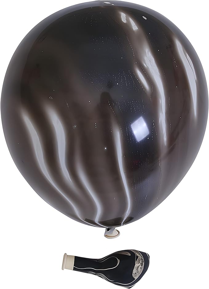 Black Tie Dye Balloons 30PCS 12 Inch Agate Marble Latex Swirl Balloons For Tie Dye Birthday Party Supplies,Candyland,Bachelorette,Fun Hippie Party Decorations