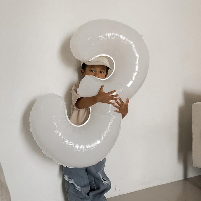 White Number 5 Balloon 40 Inch, 5 Balloon Number, 5th Birthday Decorations, White Party Supplies for Boys Girls