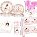 194 Pcs Pink Mi Primera Comunion Party Supplies Decorations for Girl Pink First Holy Communion Party Decorations Disposable Tableware Set with Plates Napkins and Tablecloth Serves 24 Guests