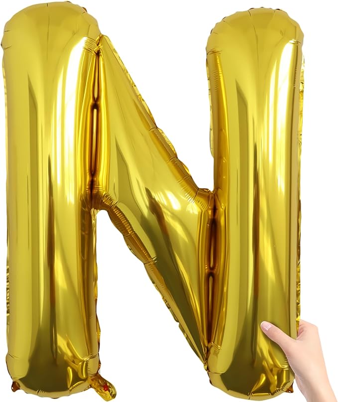 Letter Balloons Gold Party Balloon - 40 Inch Large Gold Letter N Balloon, Letter Balloon Birthday Decorations, Balloon for Women Men Anniversary Party Decorations Supplies