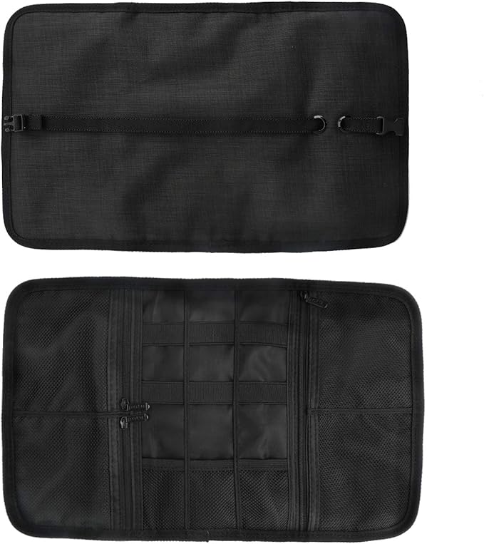 Patu Roll Up Electronics Accessories Travel Gear Organizer Case, Black - Portable Universal External Batteries Hard Drives Cable Management Healthcare Cosmetics Kit Bag