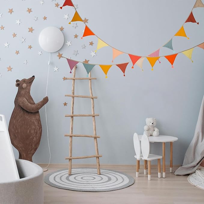 Fabric Bunting Banner, 2 Pack Handmade Neutral String Banner with Tassel Each 8.5 ft 10 Flags Nursery Wall Hanging Wedding Birthday Home Baby Shower Party Decoration Bunting (Blue 2 Packs)