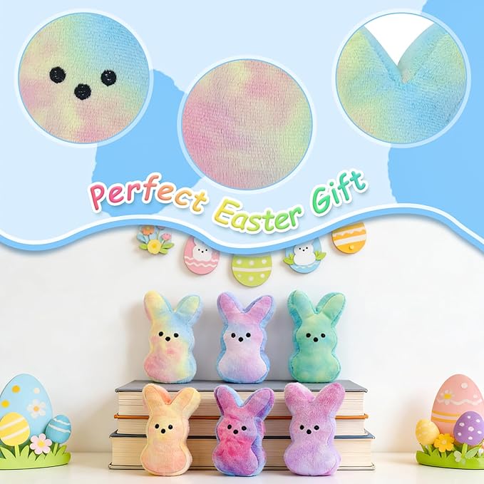 vizethru 12 Pcs Easter Bunny Plush Toys,Easter Basket Stuffers Toys for Kids,Bunny Stuffed Animals, Easter Party Favors Gift Toys for Kids