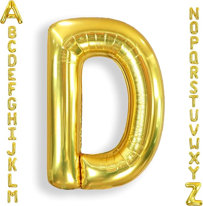 AULE 40 Inch Big Letter Balloon Gold D Large Foil Helium Alphabet Balloons A-Z for Birthday Anniversary Graduation New Year Party Decoration Supplies