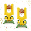 2-Piece Football Party Decoration Set - 5 ft Large Self Standing Football Foil Balloons, Suitable for Game Day Celebrations and Sports Themed Party Decorations (Football Goal Post)