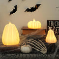 Light Up Pumpkin Halloween Decor - 3 Pack Ceramic Pumpkin Decor for Indoor, Table, Tray