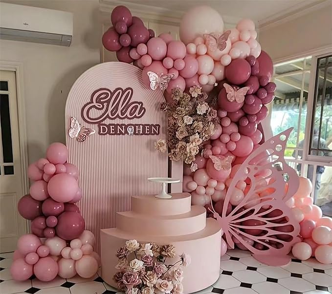 Retro Rose Baby Pink Champagne White Sand Balloons Garland Arch Kit, 146Pcs Latex Balloons Different Sizes 18 12 10 5 Inch for Party Decorations, Wedding Backdrop, Birthday, Graduation