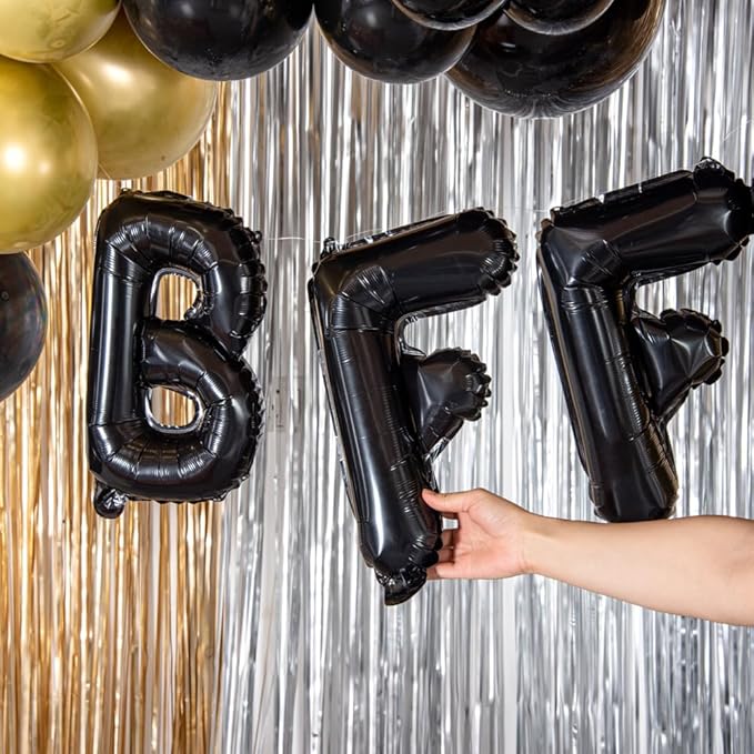 Restaurantware-Balloonify 16 Inch Letter Balloon, 1 Alphabet Party Balloon - Letter F, Self-Sealing, Black Foil Mylar Finish, Hanging Loop, Decoration For Birthday, Wedding, Or Graduation