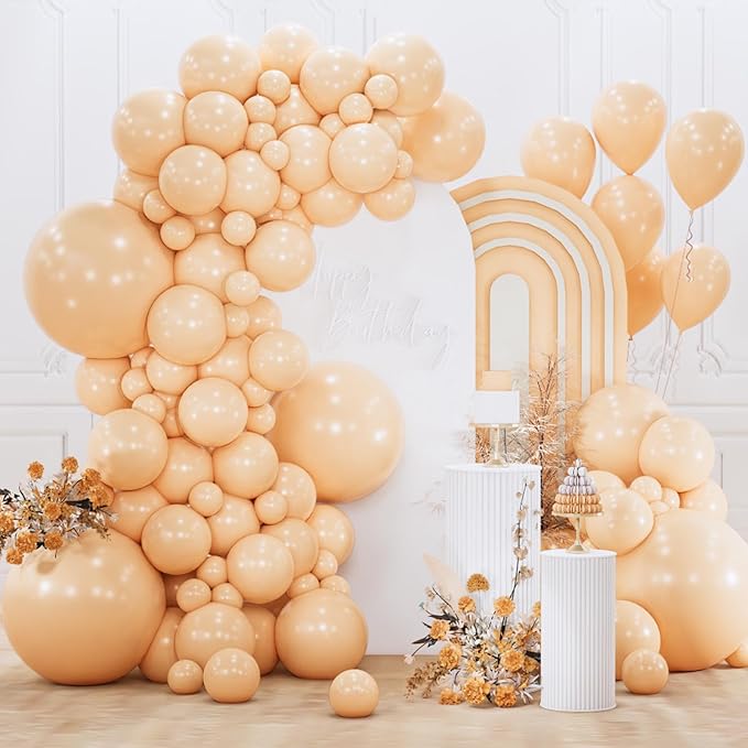 PartyWoo Nude Balloons 152pcs Different Sizes of 18 12 10 5 Inch Apricot Boho Fall Neutral Balloon Arch Kit Garland for Graduation Birthday Boy Baby Shower Theme Party Decorations Brown-F05