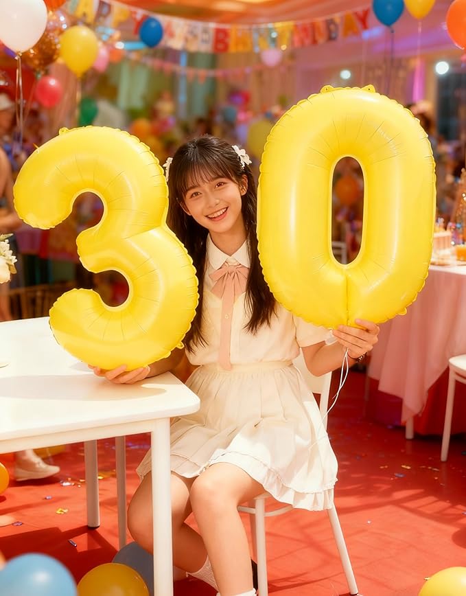 Large Yellow 40 Inch Birthday Number 5 Balloon, Yellow Five 5th 15 25 35 50 55 Birthday Anniversary Celebration Decorations, Foil Mylar Helium Numbers 5 Balloons Girl Boy Party Supplies