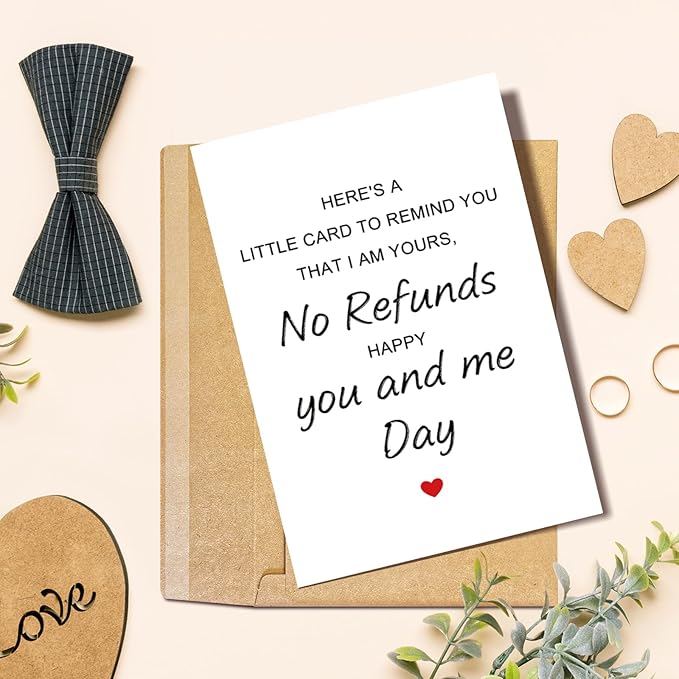 Funny Wedding Anniversary Card for Husband Wife, Sweet Valentine Card from Boyfriend Girlfriend, Happy Anniversary Card for Him Her, I'm Yours No Refunds Anniversary Card
