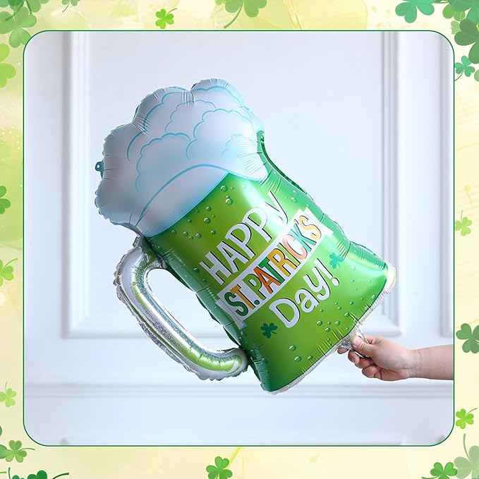St. Patrick's Day Balloon Arch Kit,161Pcs Green Gold Balloon Garland with Rainbow,Shamrock,Top Hat,Beer Cup,Horseshoe Foil Balloons for St Patricks Day Irish Festival Lucky One Spring Party Decoration