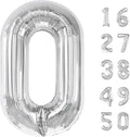 40 Inch Silver balloon 0 Foil Mylar Helium Large Digital Balloon 10th 20th 30th 40th 50th Birthday Numbers Jumbo Balloons 10th Anniversary Events Party Decorations Supplies