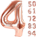 Rose Gold 4 Balloon, Number Balloons 40 Inch, 4th Birthday Decorations for Girls Boys, Four Large Numbers for Party Decor, Number 4 Balloon