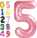 Number 5 Balloon 40 Inch, Foil Balloons for Boys And Girls, Pearl Pink Numbers Balloon for 5, 15, 25, 50 Birthday Party Decoration, Anniversary, Wedding, Single Supplies