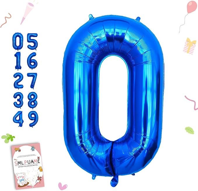 Smlpuame 40 Inch Navy Blue 0 Balloon, Blue Number Balloon 10 20 30 40 50 60 70 80 90 100 Birthday Decorations for Boys Girls Men Women, Helium Giant Foil Number 0 Balloon Blue Wedding Party Supplies
