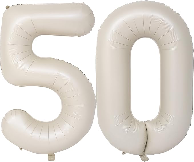 40 In Cream white Number Balloons Helium Foil Mylar Balloon Birthday Party banquet Decoration Digital 50