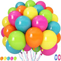 Hawaii Balloons Set, Pack of 60 12 Inch Hot Pink Orange Blue Light Green Yellow Neon Rainbow Latex Balloon for Summer Tropical Flamingo Luau Beach Aloha Baby Shower Birthday Party Decorations Supplies