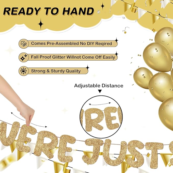 Fulmoon We Were Just Starting to Like You Banner Going Away Party Retirement Sign Farewell Decorations Good Luck Goodbye Moving Graduation Party Supplies and Gifts(Champagne Gold)