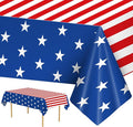2 Pack 4th of July Tablecloth - Patriotic American Flag Table Cloth, Plastic Disposable Rectangle USA Star Stripe Table Cover for Memorial day, Fourth of July Independence Day Decorations, 54" x 108"
