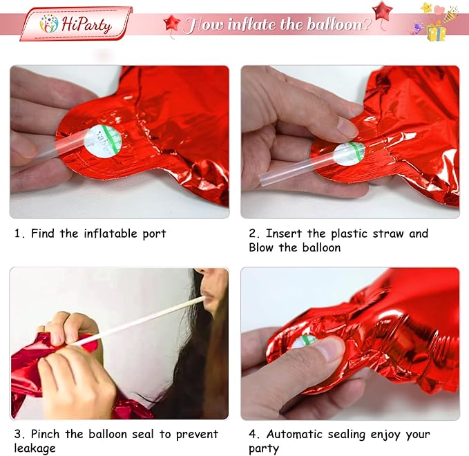 Happy Birthday Balloons Banner, Red 16 Inch Mylar Foil Letter Balloons with 6pcs Star Balloons, Birthday Party Decorations for Kids Girls Women Adults Birthday Party Supplies