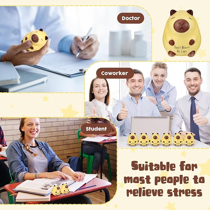 20 Pcs Capybara Party Favors Positive Capybara Squeeze Stress Balls Inspirational Funny Animal Stress Toy Emotional Relief Sensory Toys Appreciation Gifts for Coworker Staff Employee