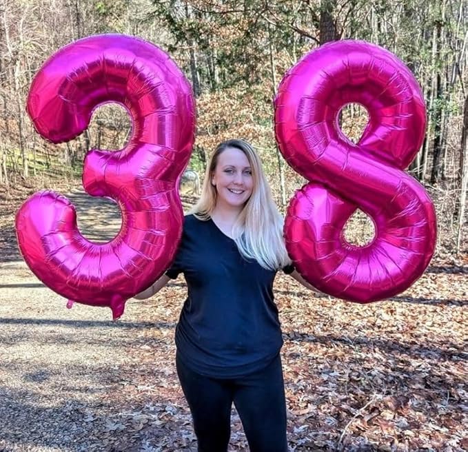 40 Inch Number 7 Balloon, Rose Purple Seven Birthday Decor, 7 17 27 70 Year Old Balloon Number for Engagement, Wedding, Graduations