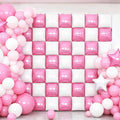50PCS Pearl Pink and White Square Foil Balloon Wall, 19'' Reusable DIY Mylar Double Side Balloons Garland Tunnel Arch Kit for Anniversary Baby Shower Bachelorette Birthday Engagement Bridal Decor