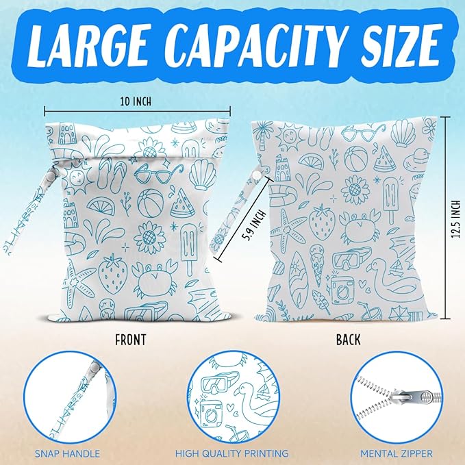 Beach Essentials, Wet Bag for Swimsuit Dirty Clothes Yoga Gym Diaper, Wet Dry Bag, Beach Vacation Essential for Travel Poor Bathing Summer Vibes Girls Trip